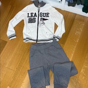 NWT Lapin House sweatsuit set cream hoodie and Gray Kids Jogger Pants